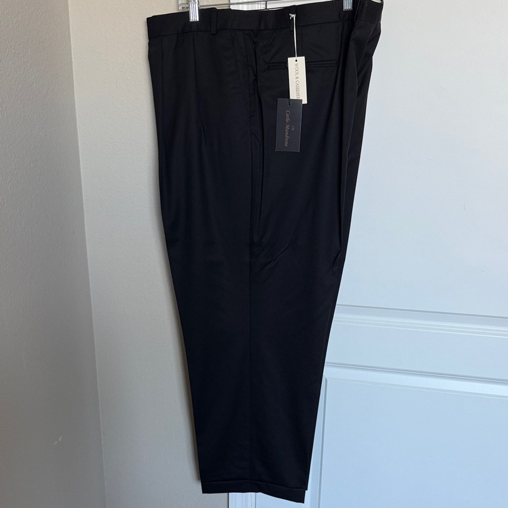 Carlo Mandrone Men's Classic Black Dress Pants